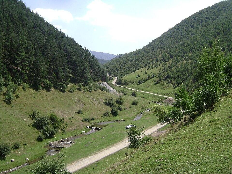 Peisaj de pe Valea Sebeșului cu râul și munții din apropiere